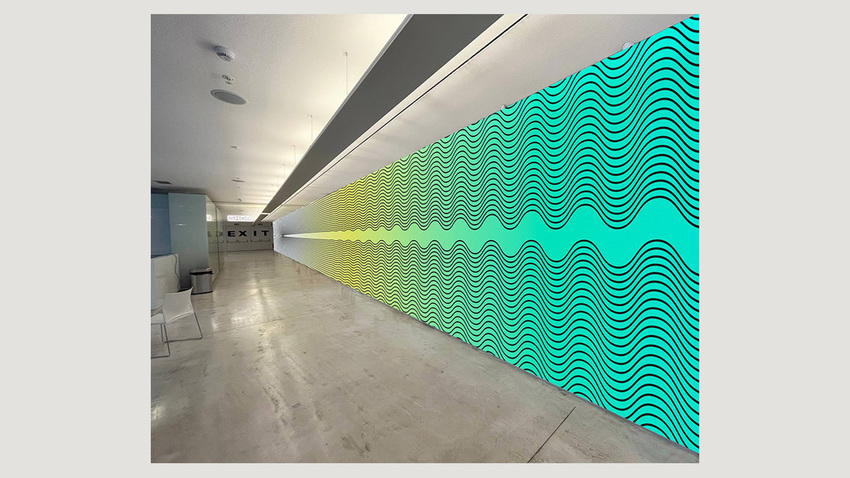 Claudia Comte, The Origin of the Shockwave Ripple Effect (yellow and turquoise)