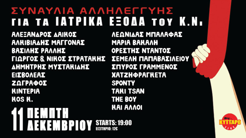 Συναυλία αλληλεγγύης για τα ιατρικά έξοδα του Κ.Ν. 